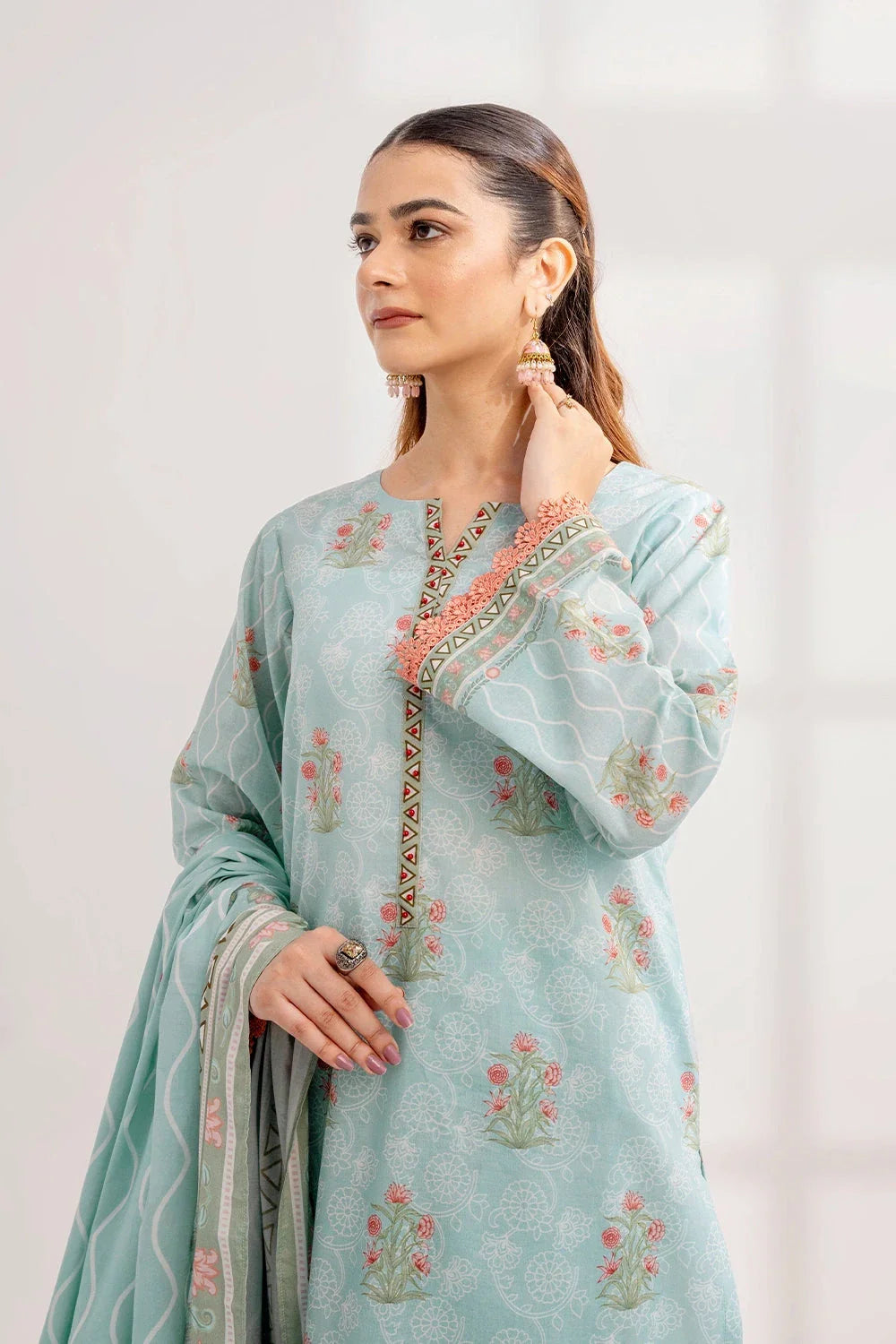 3PC Printed Unstitched Lawn Suit KLA-3292 Printed KHAS STORES 