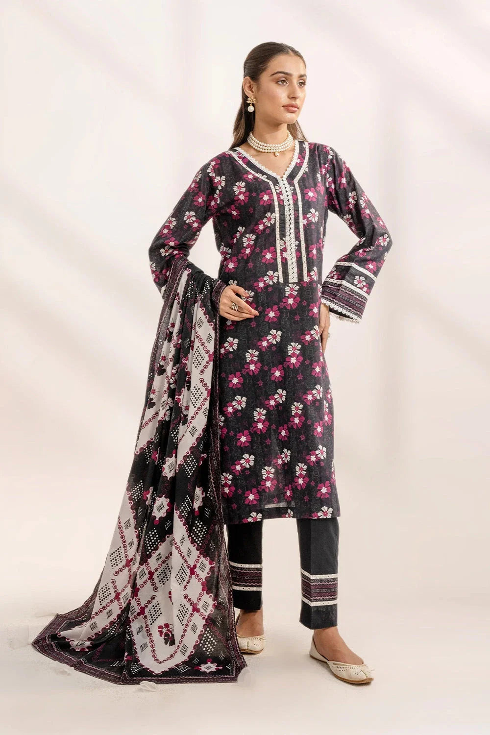 3PC Printed Unstitched Lawn Suit KLA-3294 Printed KHAS STORES 