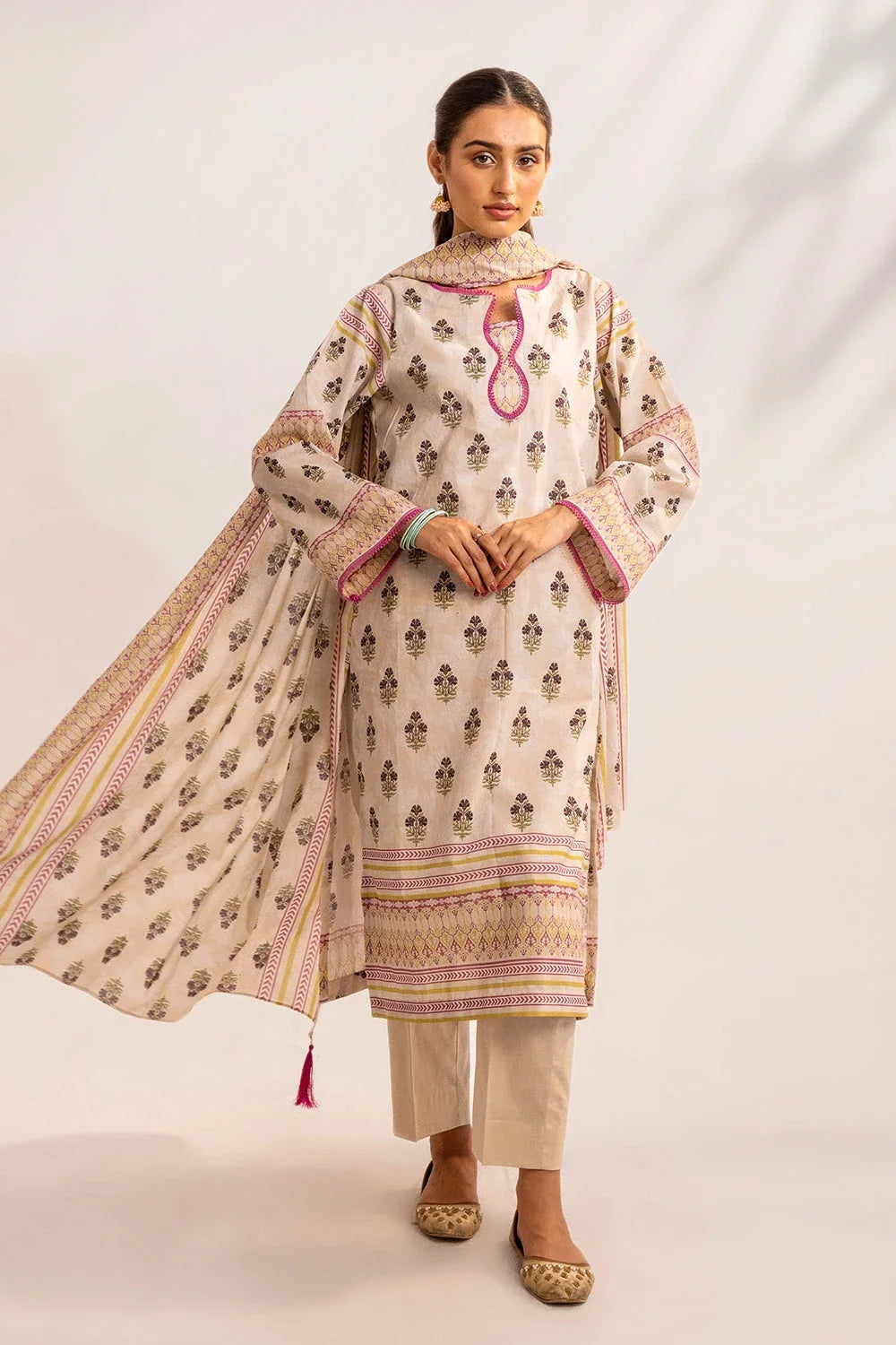 3PC Printed Unstitched Lawn Suit KLA-3298 Printed KHAS STORES 