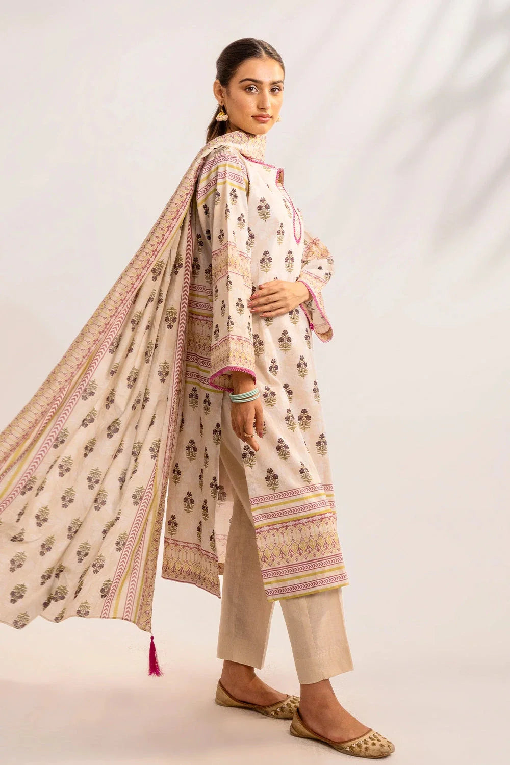 3PC Printed Unstitched Lawn Suit KLA-3298 Printed KHAS STORES 