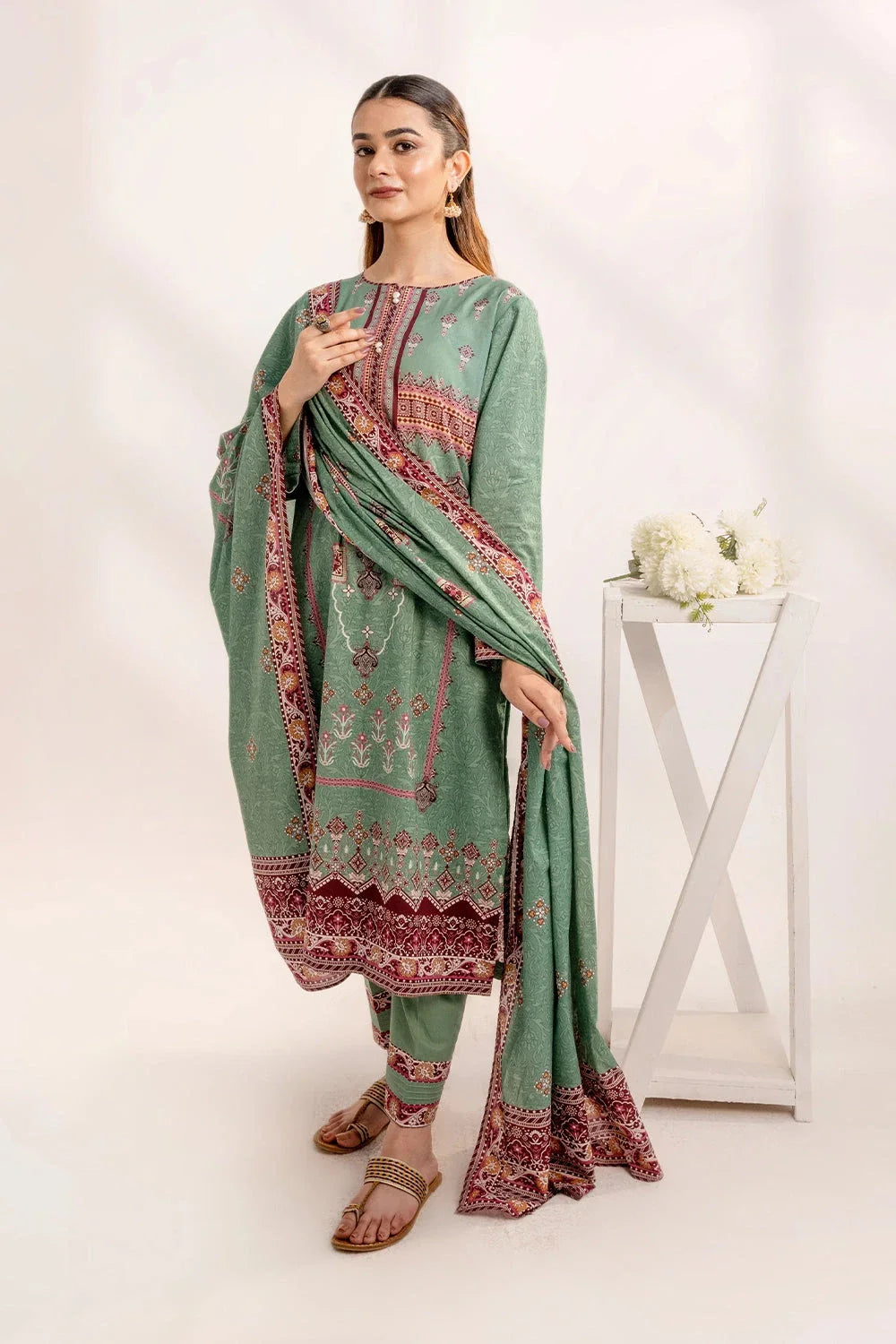 3PC Printed Unstitched Lawn Suit KLA-3301 Printed KHAS STORES 