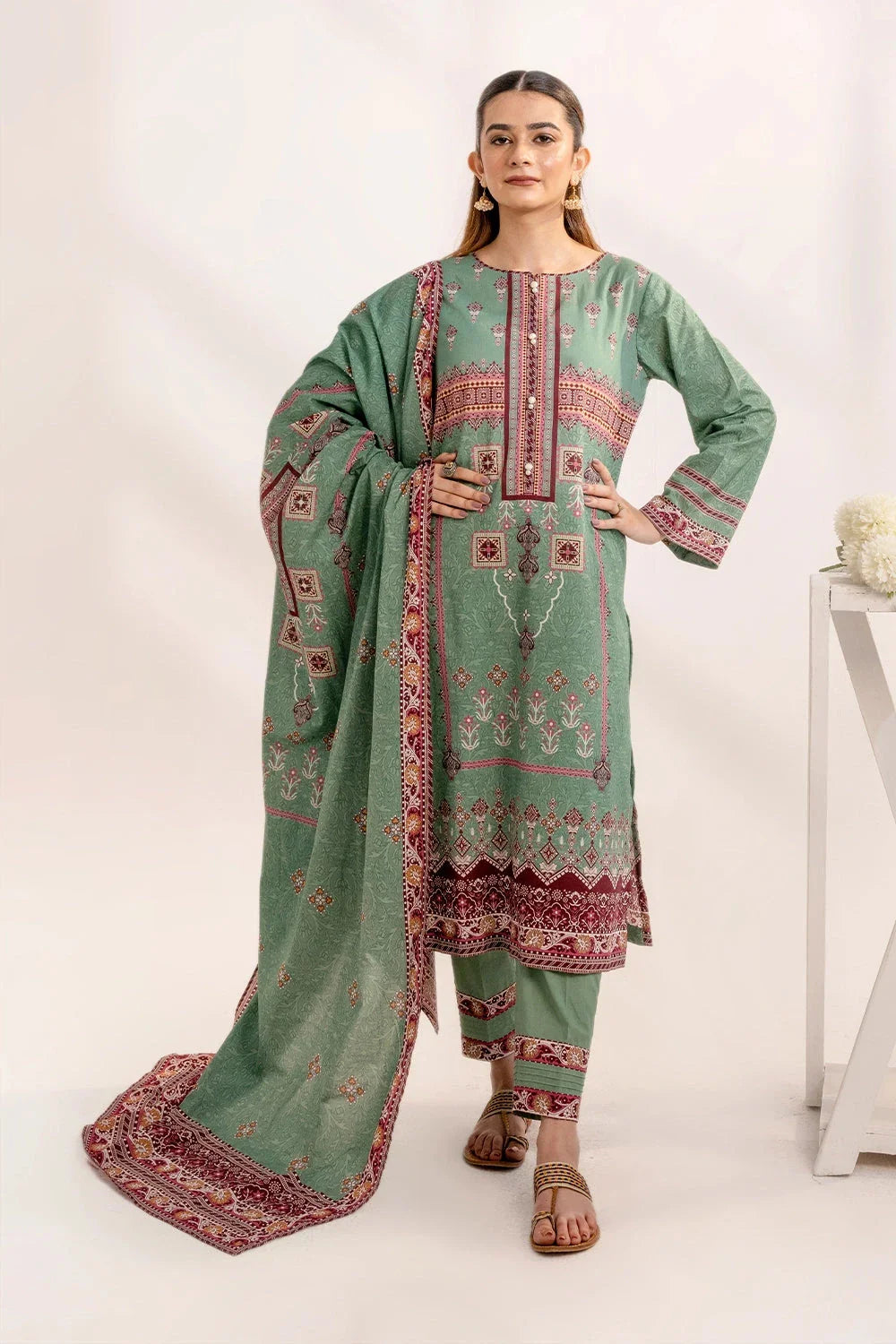 3PC Printed Unstitched Lawn Suit KLA-3301 Printed KHAS STORES 