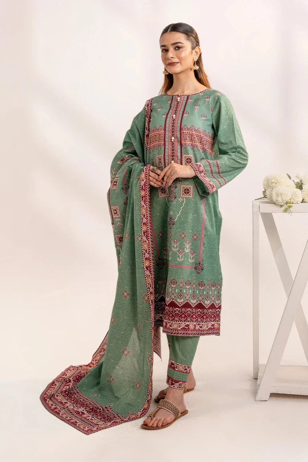 3PC Printed Unstitched Lawn Suit KLA-3301 Printed KHAS STORES 