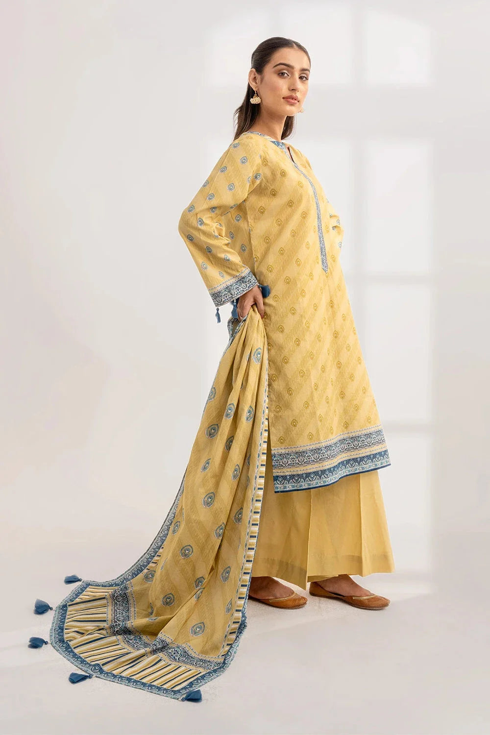 3PC Printed Unstitched Lawn Suit KLA-3303 Printed KHAS STORES 