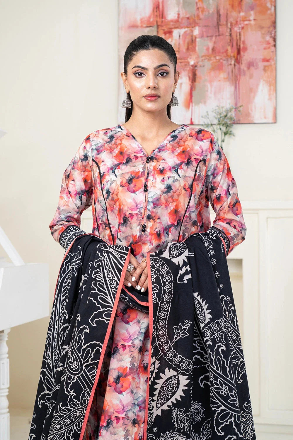 3PC Printed Unstitched Lawn Suit KLA-3400 Printed KHAS STORES 