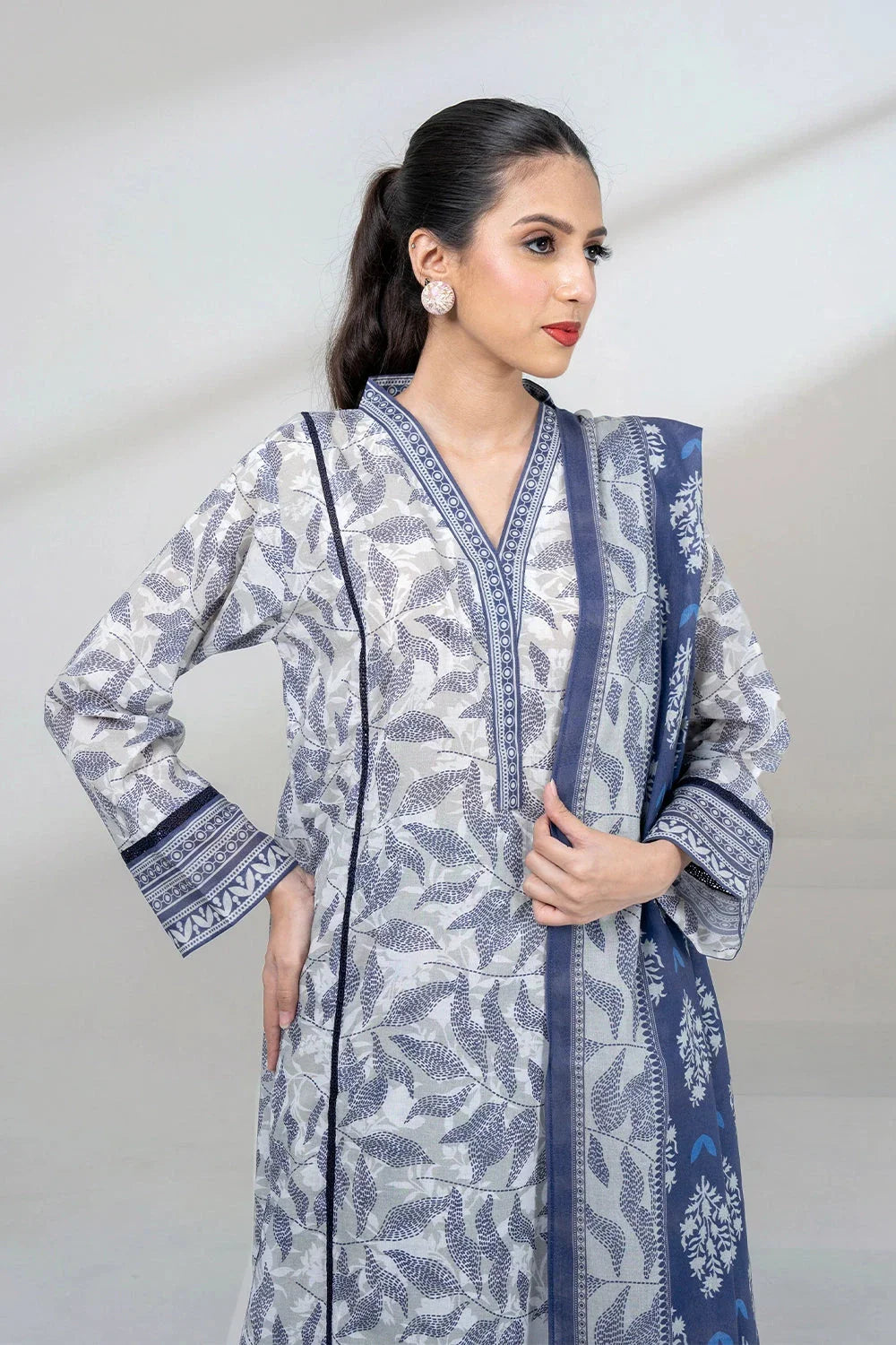 3PC Printed Unstitched Lawn Suit KLA-3401 Printed KHAS STORES 