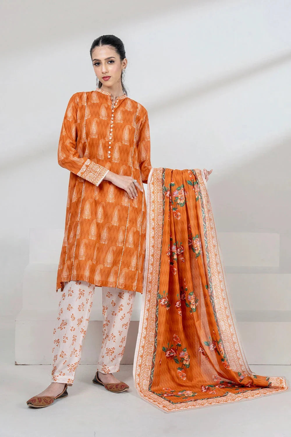 3PC Printed Unstitched Lawn Suit KLA-3402 Printed KHAS STORES 