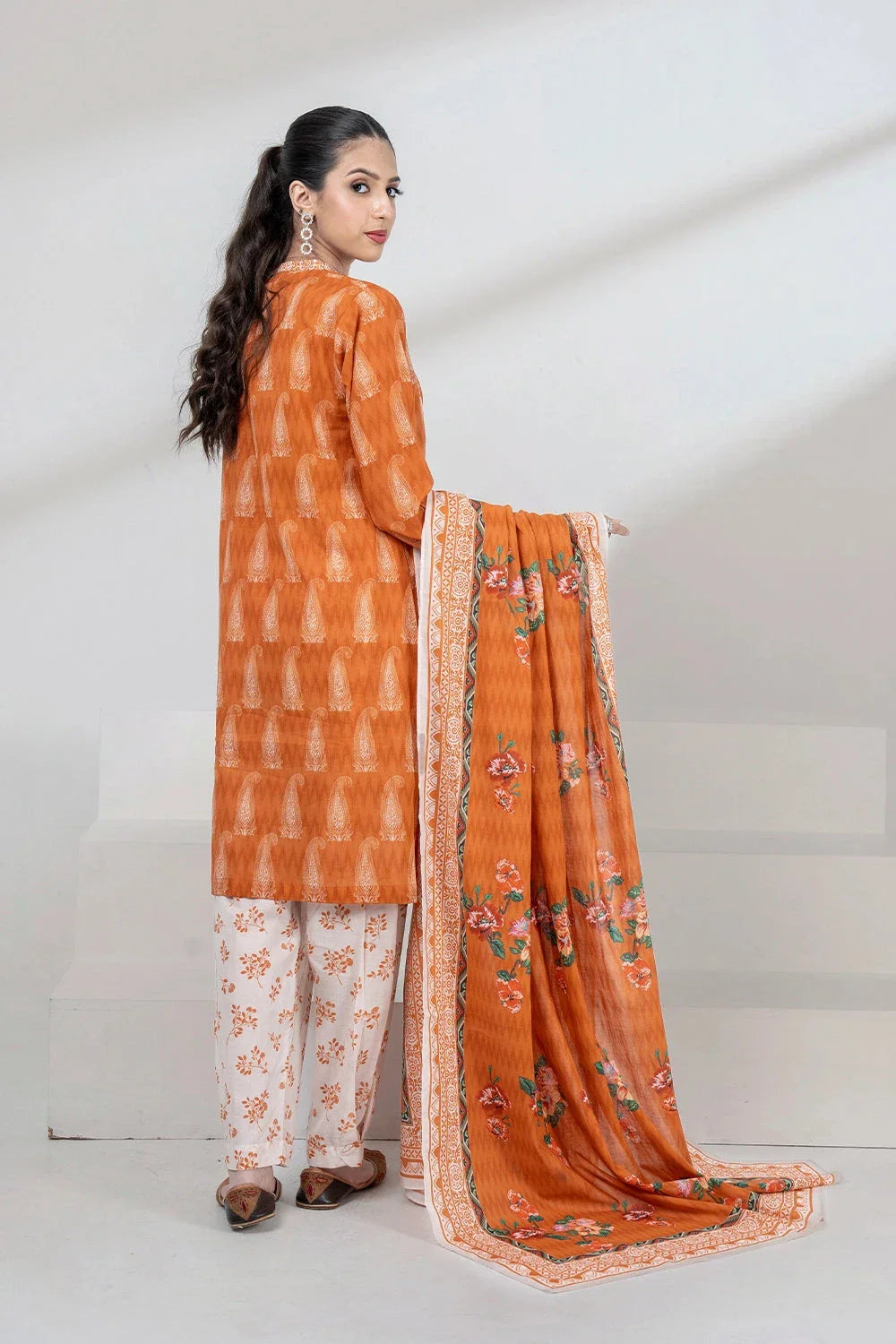 3PC Printed Unstitched Lawn Suit KLA-3402 Printed KHAS STORES 