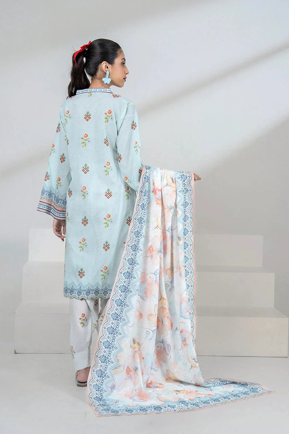 3PC Printed Unstitched Lawn Suit KLA-3407 Printed KHAS STORES 