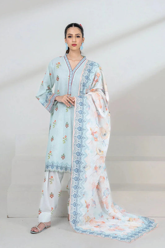 3PC Printed Unstitched Lawn Suit KLA-3407 Printed KHAS STORES 