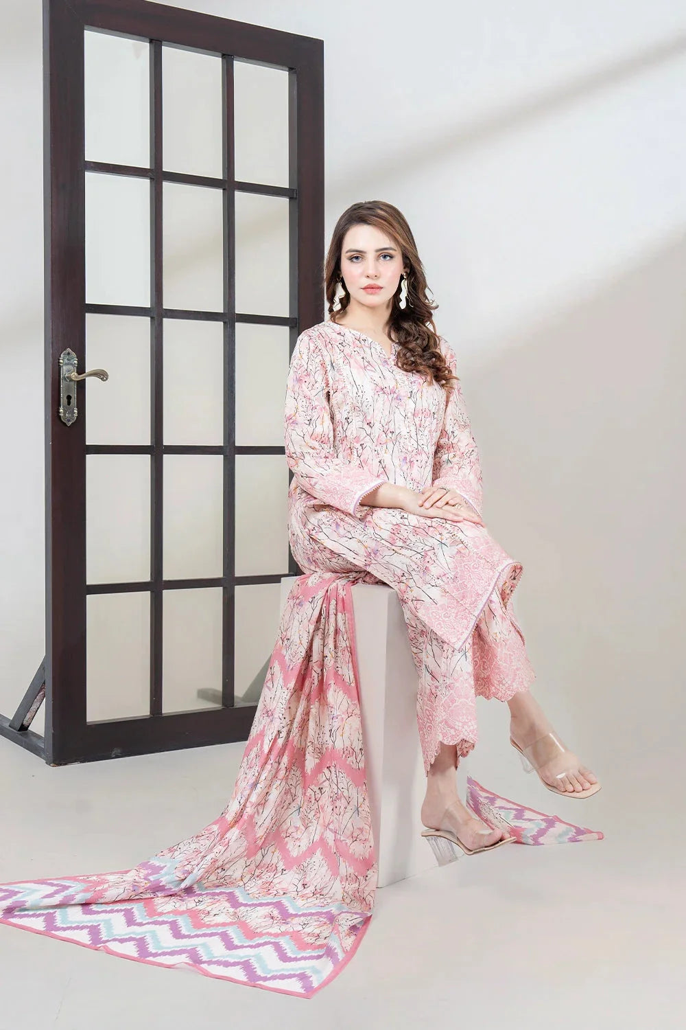 3PC Printed Unstitched Lawn Suit KLA-3408 Printed KHAS STORES 