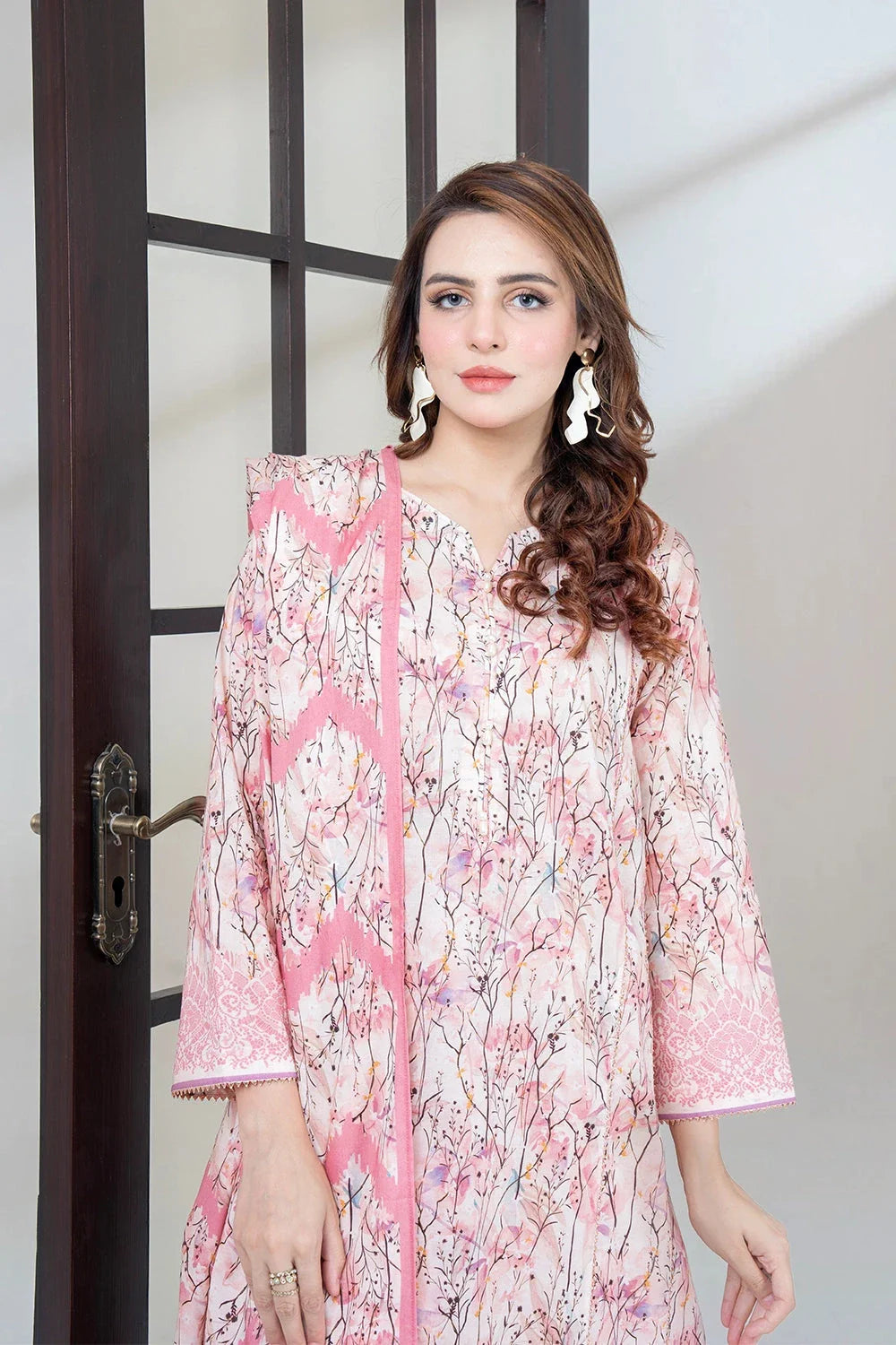 3PC Printed Unstitched Lawn Suit KLA-3408 Printed KHAS STORES 