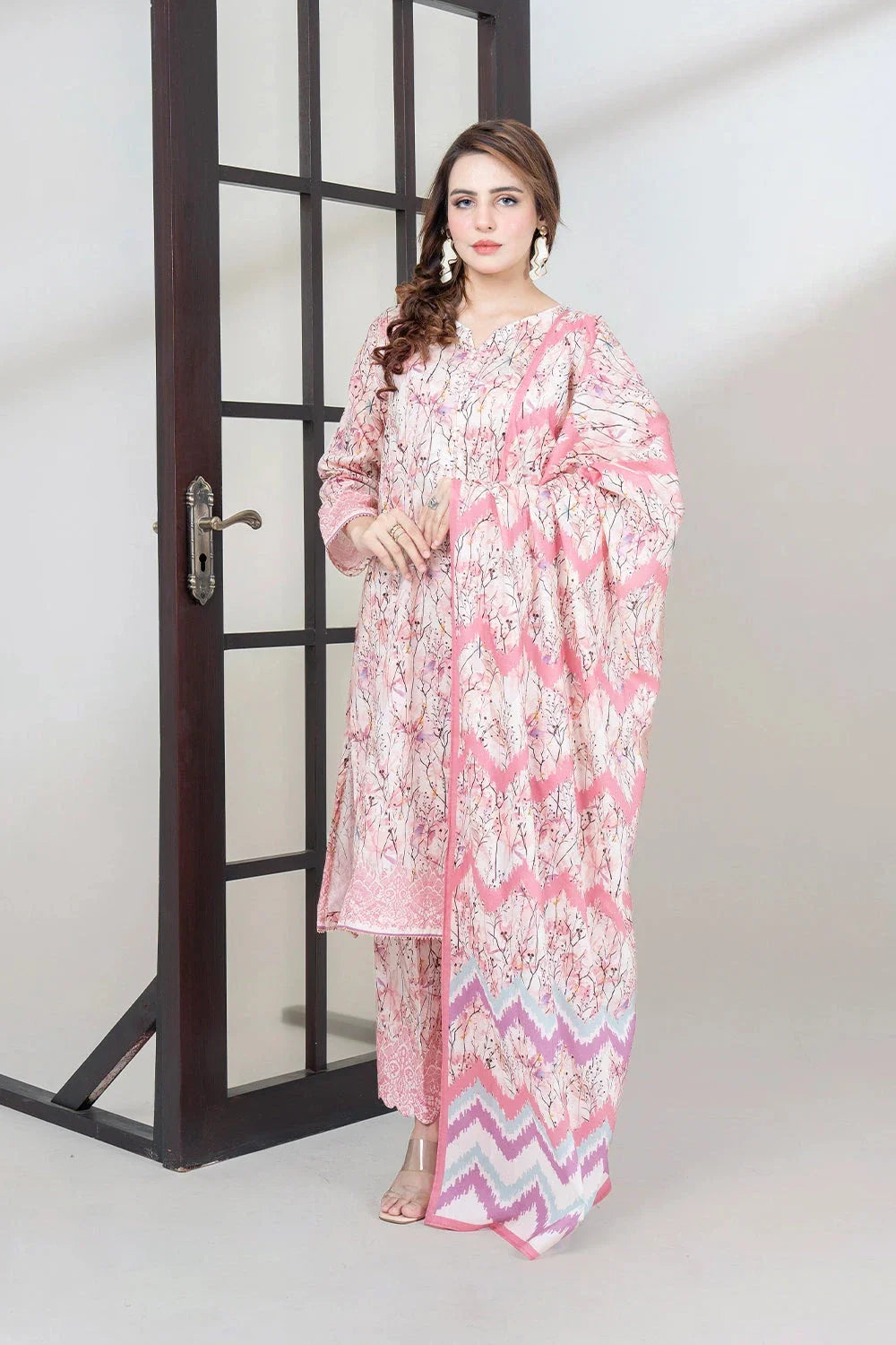 3PC Printed Unstitched Lawn Suit KLA-3408 Printed KHAS STORES 