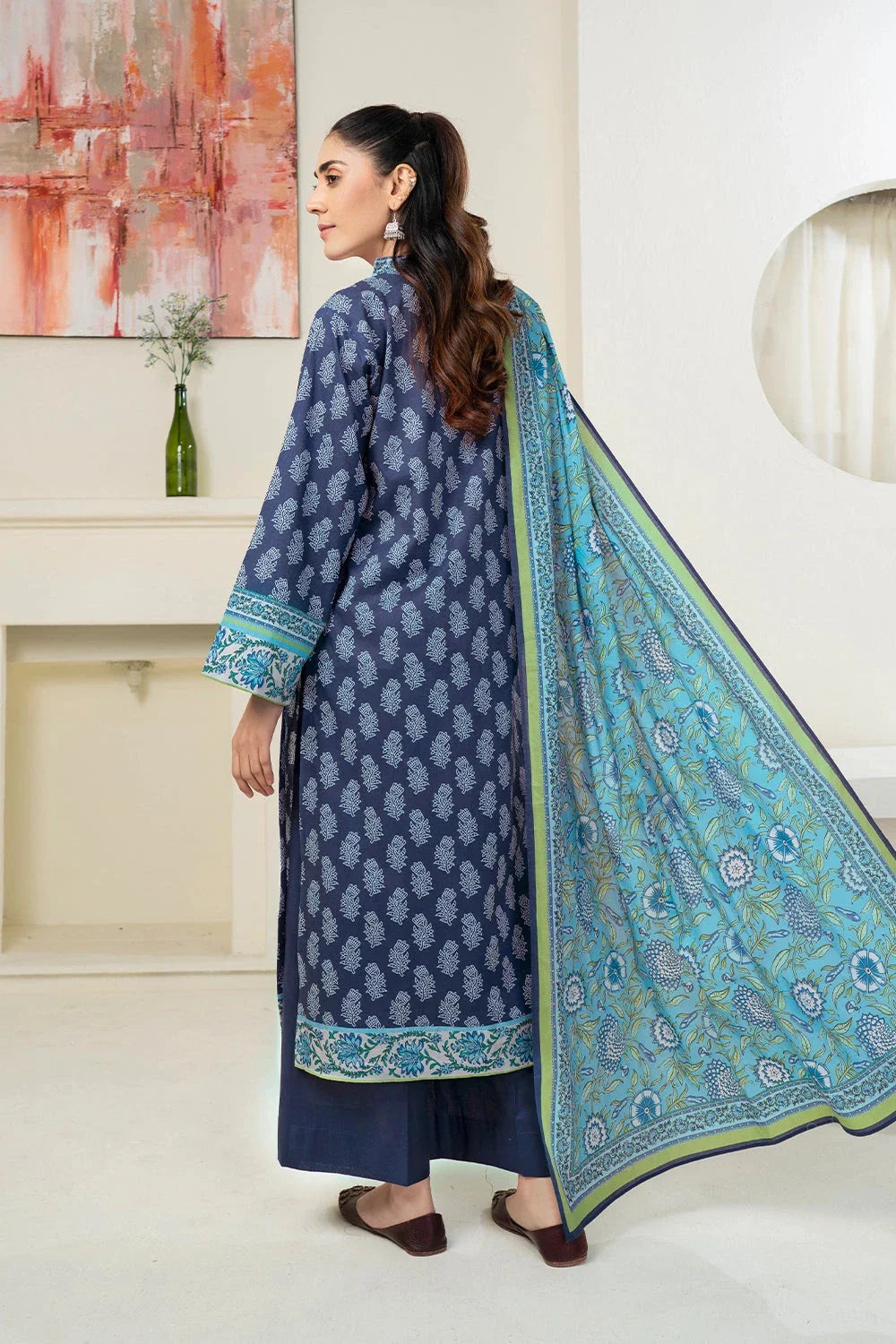 3PC Printed Unstitched Lawn Suit KLA-3415 Printed KHAS STORES 