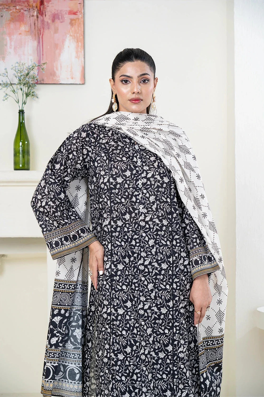 3PC Printed Unstitched Lawn Suit KLA-3420 Printed KHAS STORES 