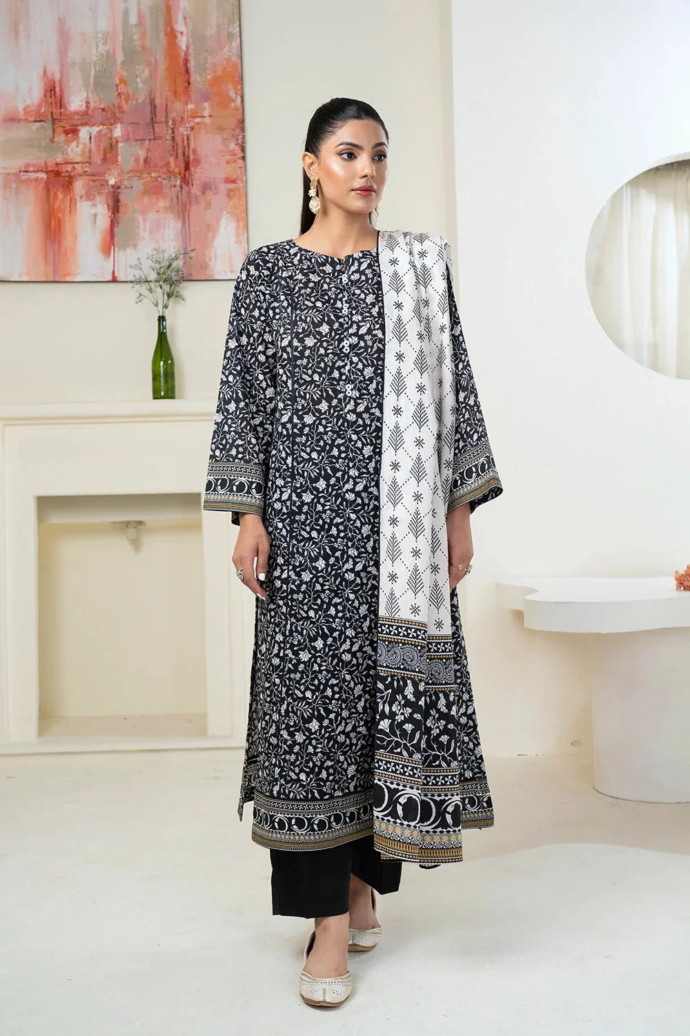 3PC Printed Unstitched Lawn Suit KLA-3420 Printed KHAS STORES 