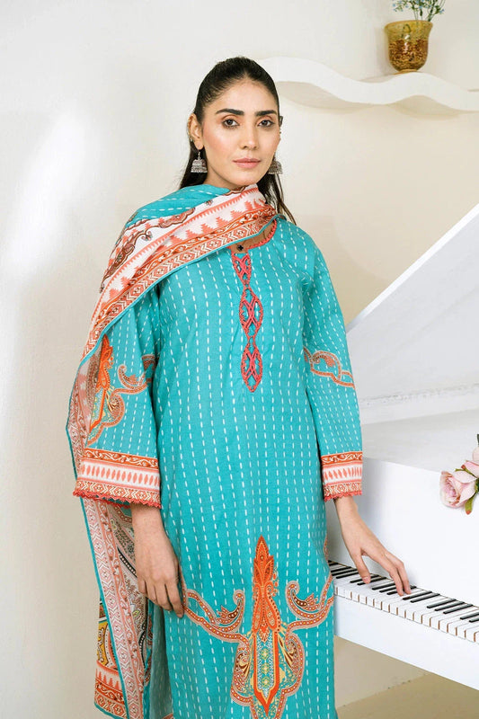 3PC Printed Unstitched Lawn Suit KLA-3477 Printed KHAS STORES 