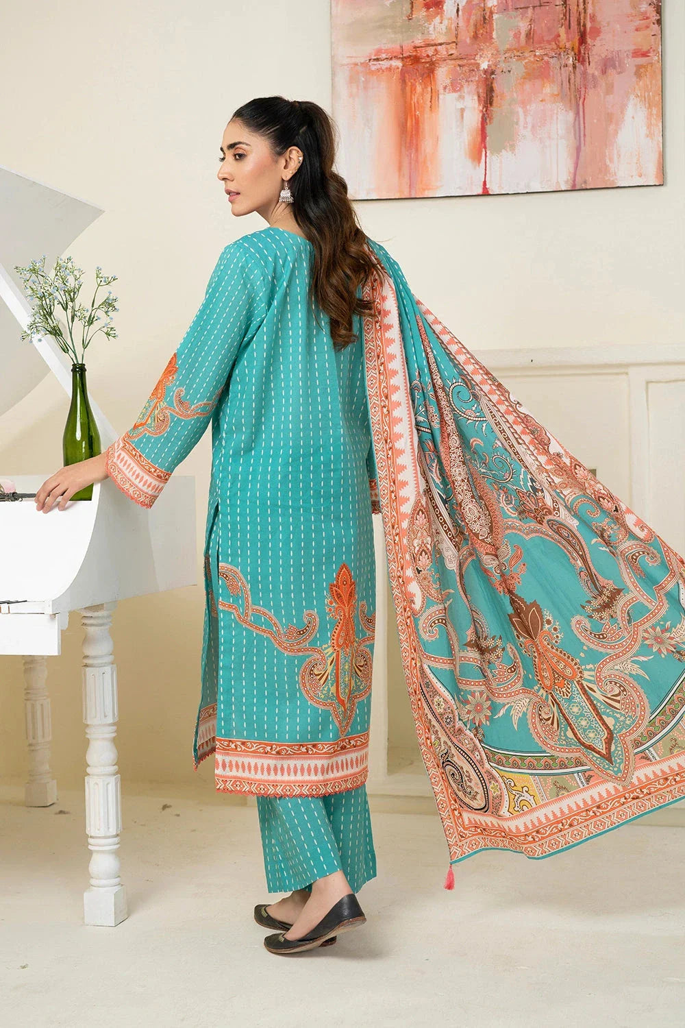 3PC Printed Unstitched Lawn Suit KLA-3477 Printed KHAS STORES 