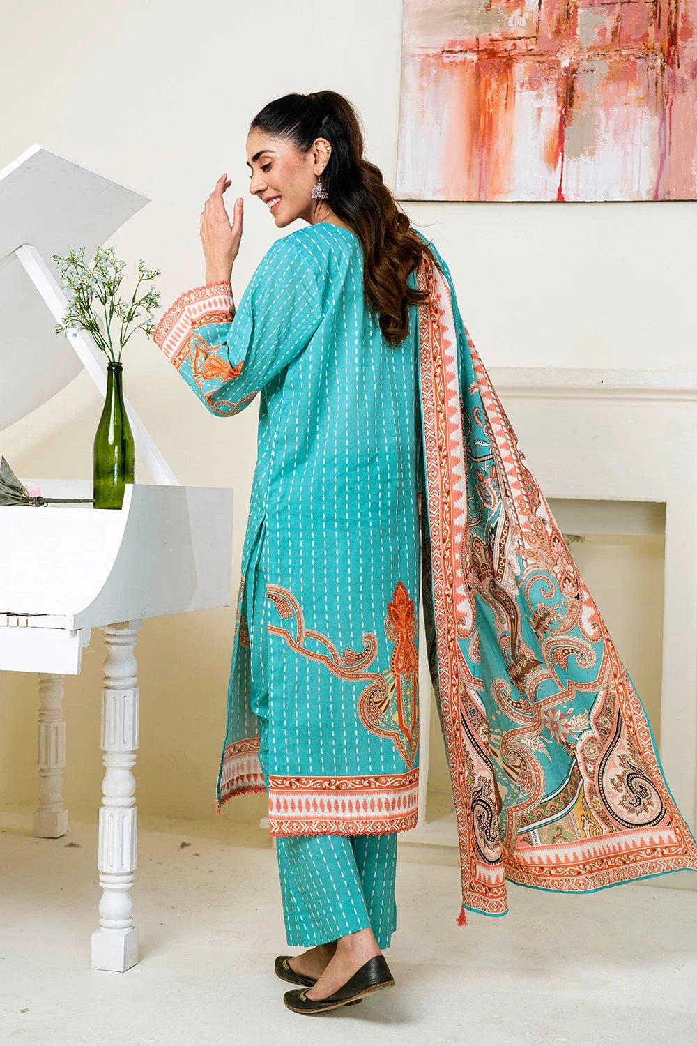 3PC Printed Unstitched Lawn Suit KLA-3477 Printed KHAS STORES 