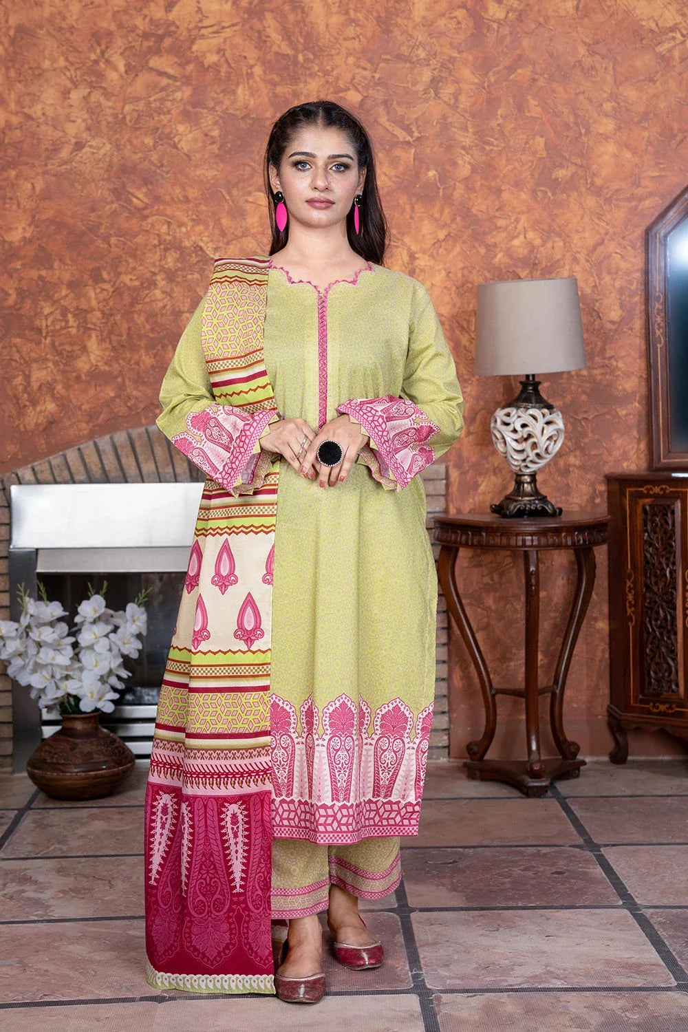 3PC Printed Unstitched Lawn Suit KLA-3478 Printed KHAS STORES 