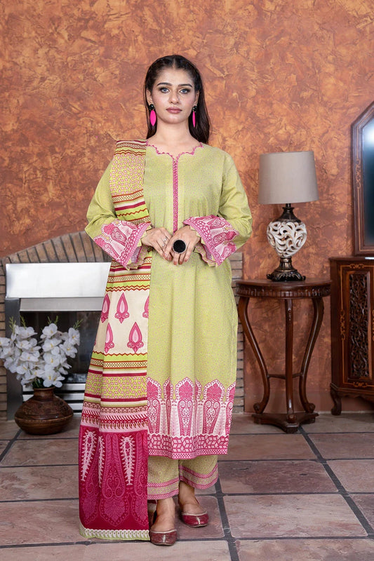 3PC Printed Unstitched Lawn Suit KLA-3478 Printed KHAS STORES 