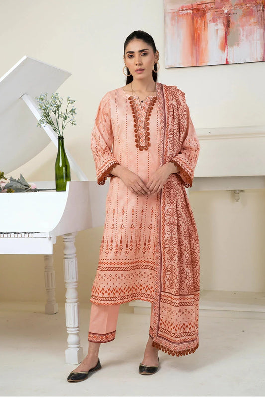 3PC Printed Unstitched Lawn Suit KLA-3485 Printed KHAS STORES 
