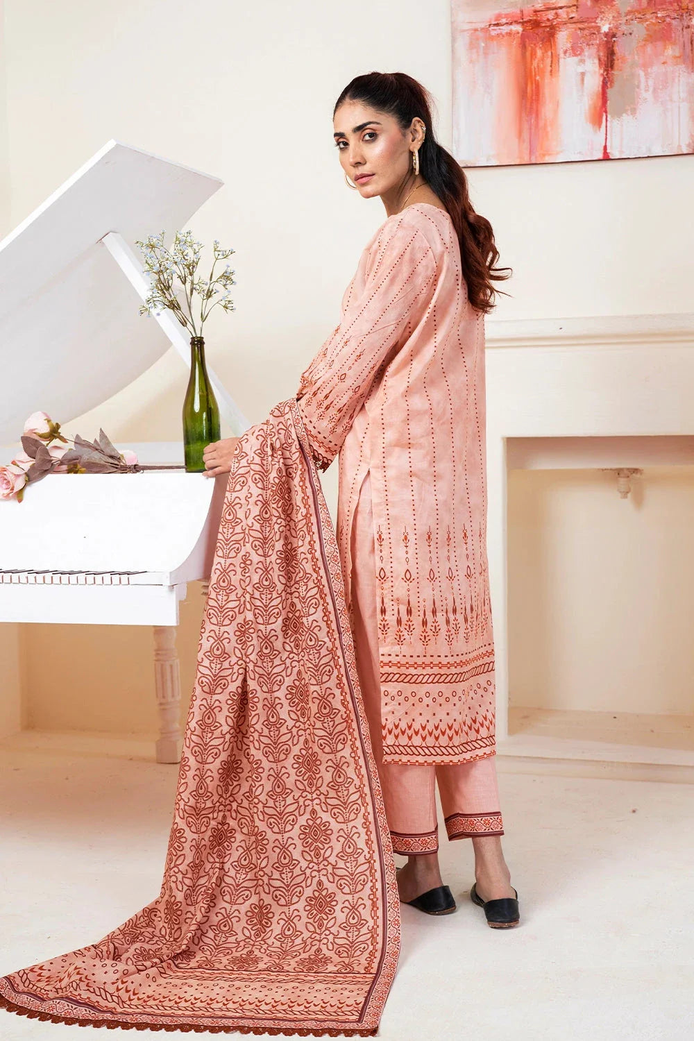3PC Printed Unstitched Lawn Suit KLA-3485 Printed KHAS STORES 