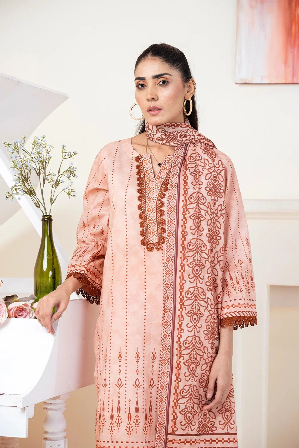 3PC Printed Unstitched Lawn Suit KLA-3485 Printed KHAS STORES 
