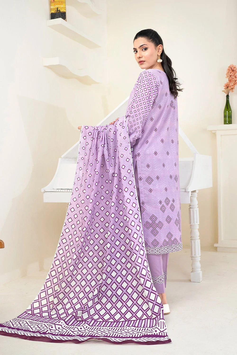 3PC Printed Unstitched Lawn Suit KLA-3486 Printed KHAS STORES 