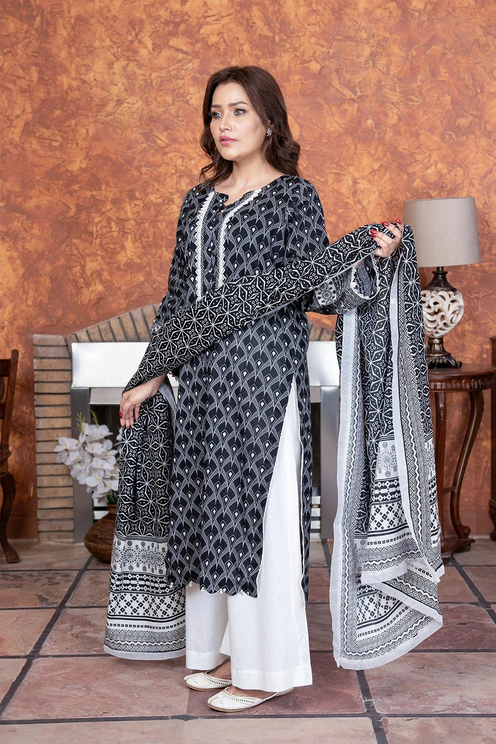 3PC Printed Unstitched Lawn Suit KLA-3492 Printed KHAS STORES 