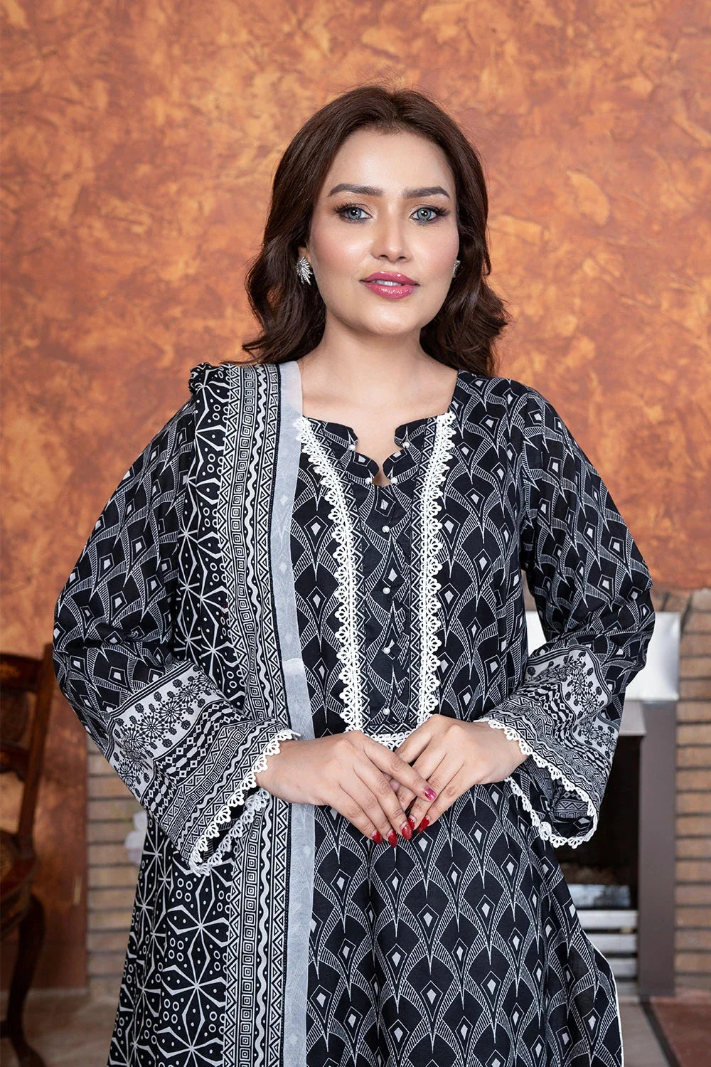 3PC Printed Unstitched Lawn Suit KLA-3492 Printed KHAS STORES 