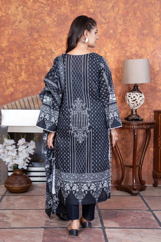 3PC Printed Unstitched Lawn Suit KLA-3493 Printed KHAS STORES 
