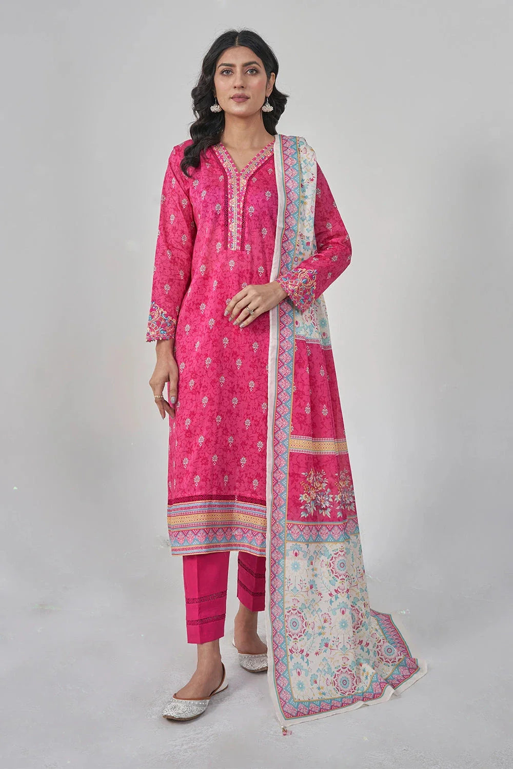 3PC Stitched Embroidered Lawn Suit KL-RTW-3076 KHAS STORES 