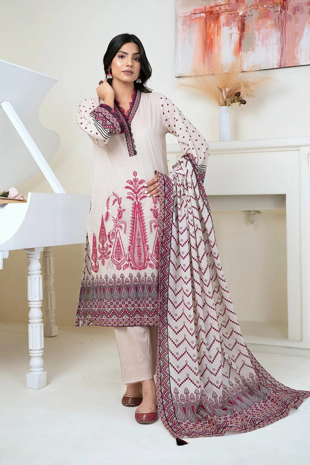 3PC Stitched Embroidered Lawn Suit KL-RTW-3343 KHAS STORES 