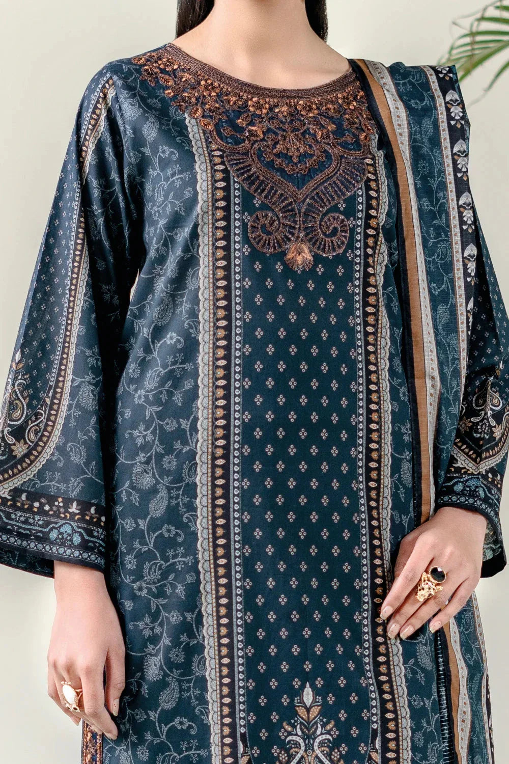 3PC Stitched Embroidered Lawn Suit | KL-RTW-3773 Embroidered KHAS STORES 