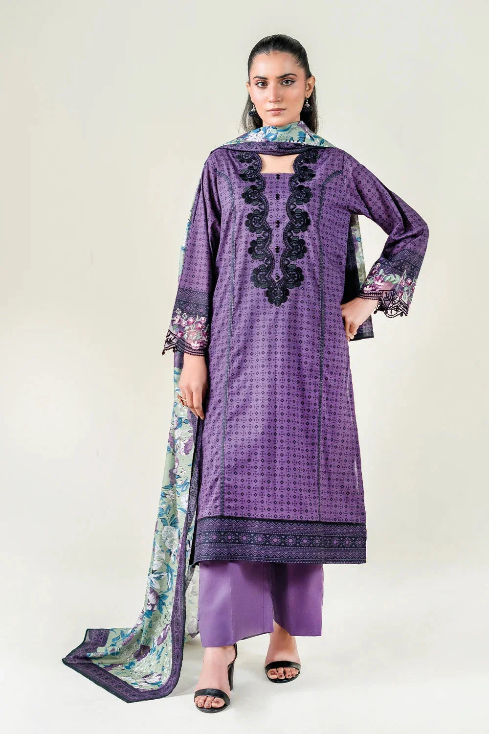 3PC Stitched Embroidered Lawn Suit | KL-RTW-3891 Embroidered KHAS STORES 