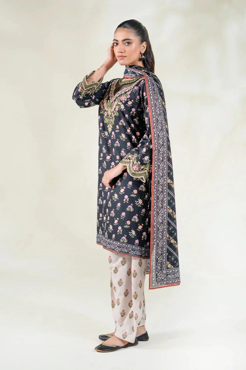 3PC Stitched Embroidered Lawn Suit | KL-RTW-3893 Embroidered KHAS STORES 