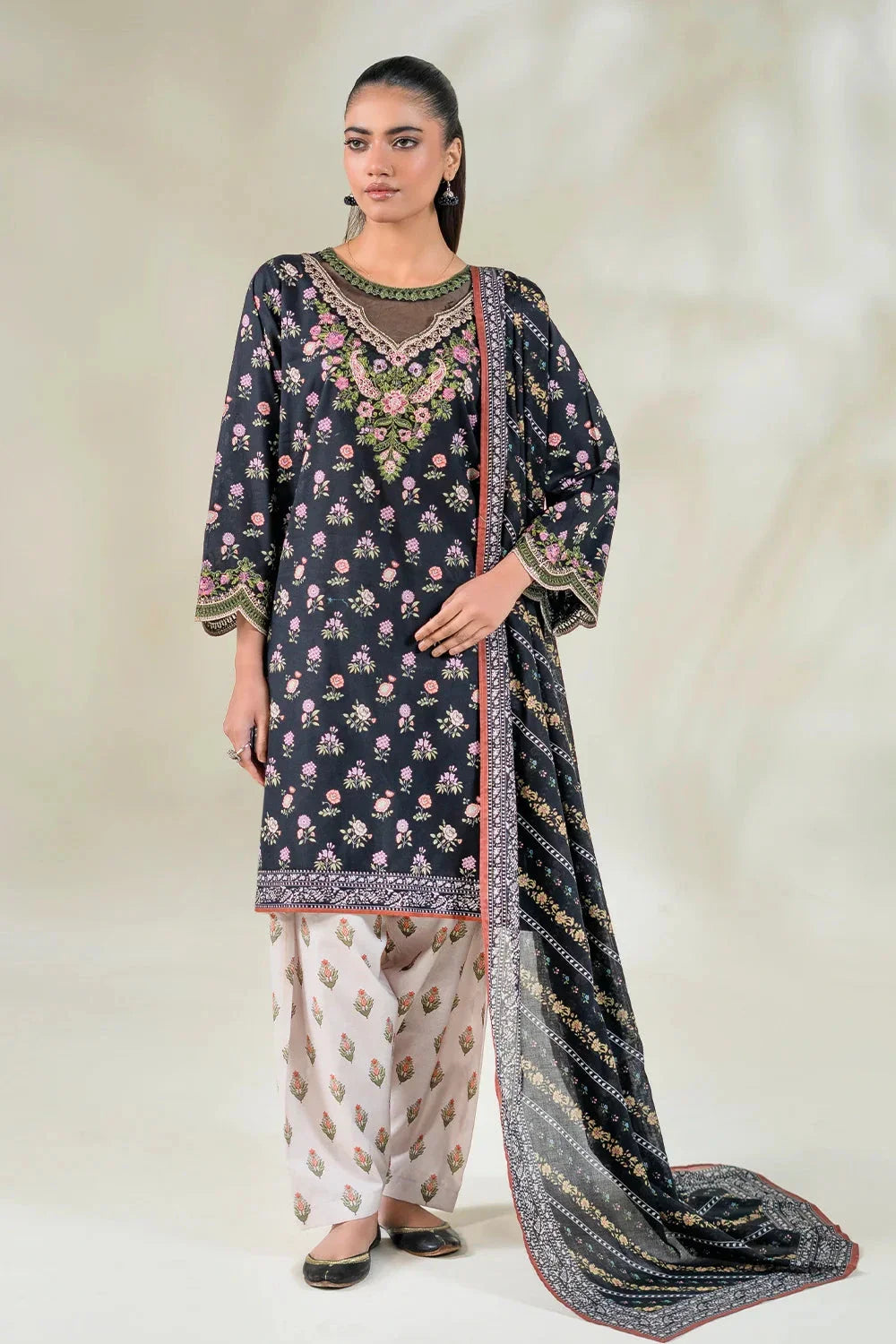 3PC Stitched Embroidered Lawn Suit | KL-RTW-3893 Embroidered KHAS STORES 