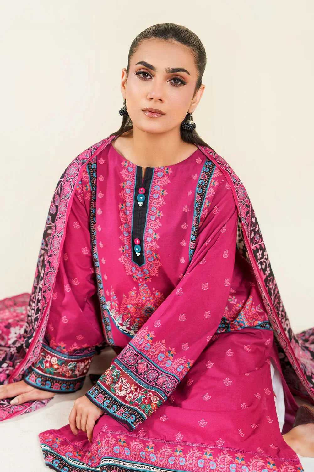 3PC Stitched Embroidered Lawn Suit | KL-RTW-3894 Embroidered KHAS STORES 
