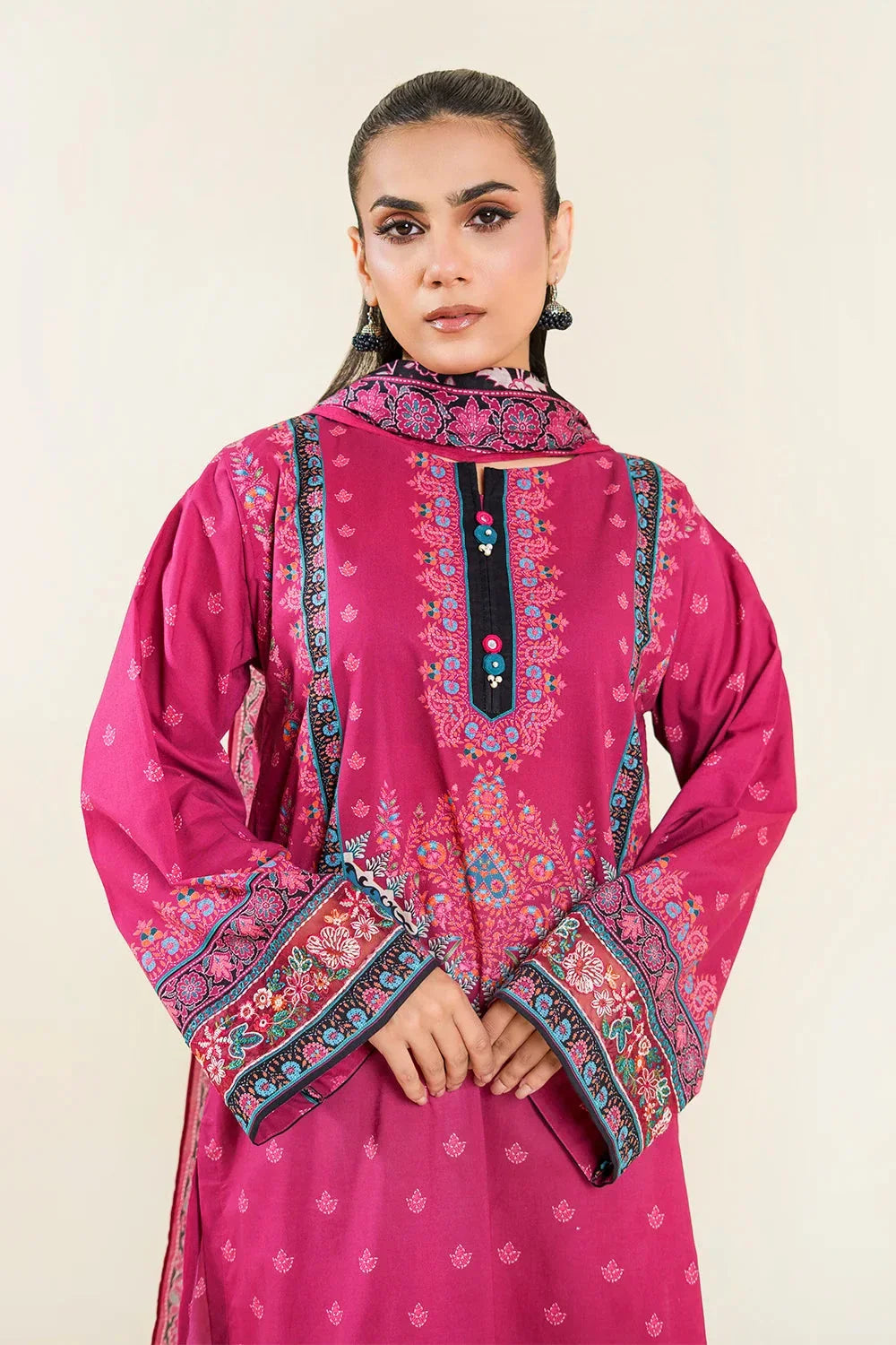 3PC Stitched Embroidered Lawn Suit | KL-RTW-3894 Embroidered KHAS STORES 