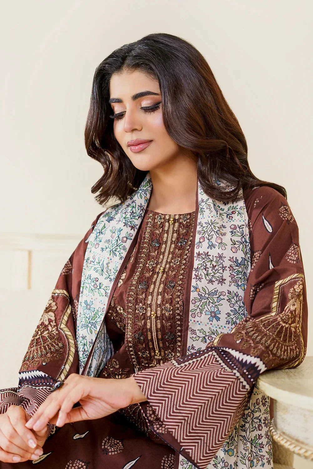 3PC Stitched Embroidered Lawn Suit | KL-RTW-3896 Embroidered KHAS STORES 