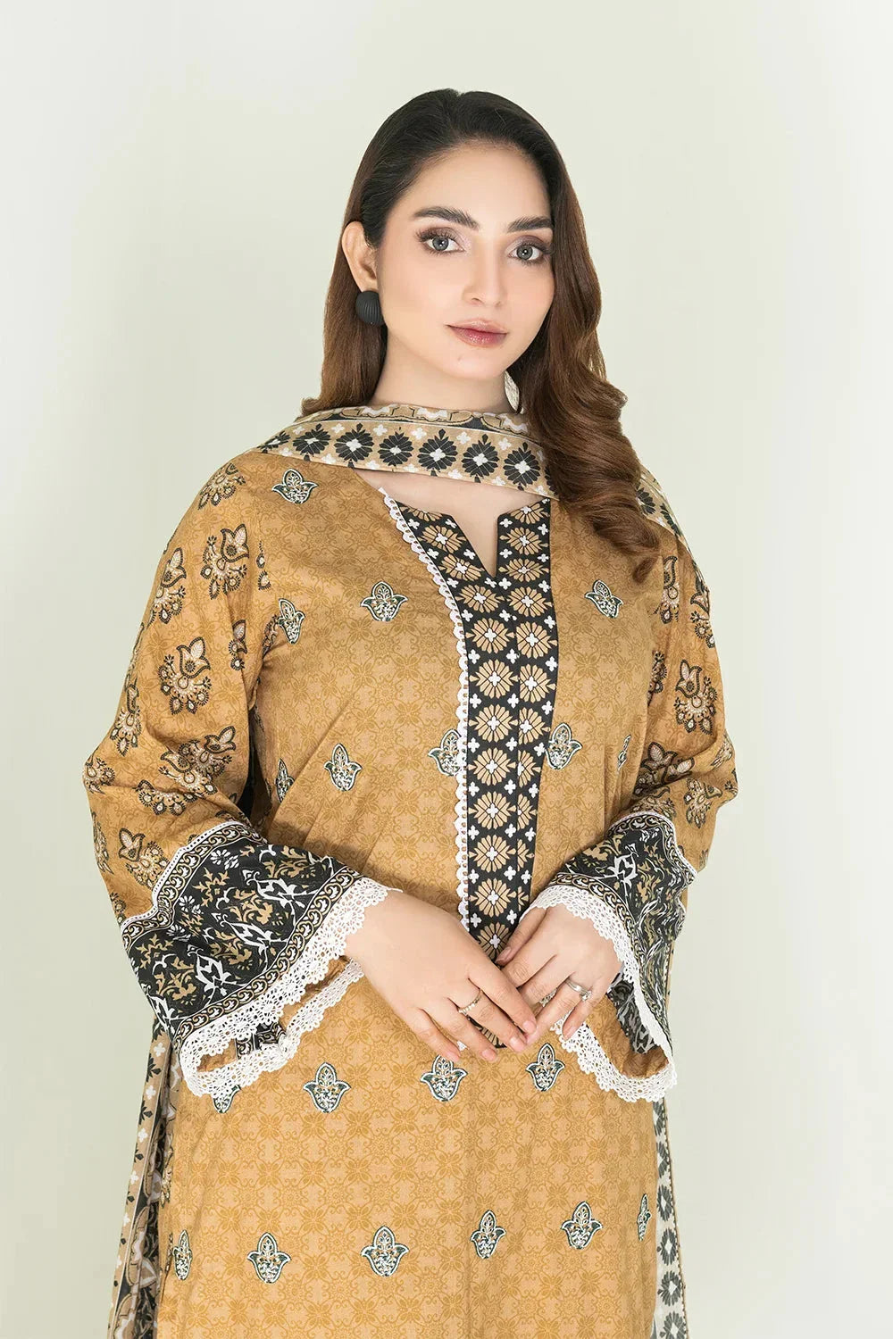 3PC Stitched Embroidered Lawn Suit | KL-RTW-3901 Embroidered KHAS STORES 