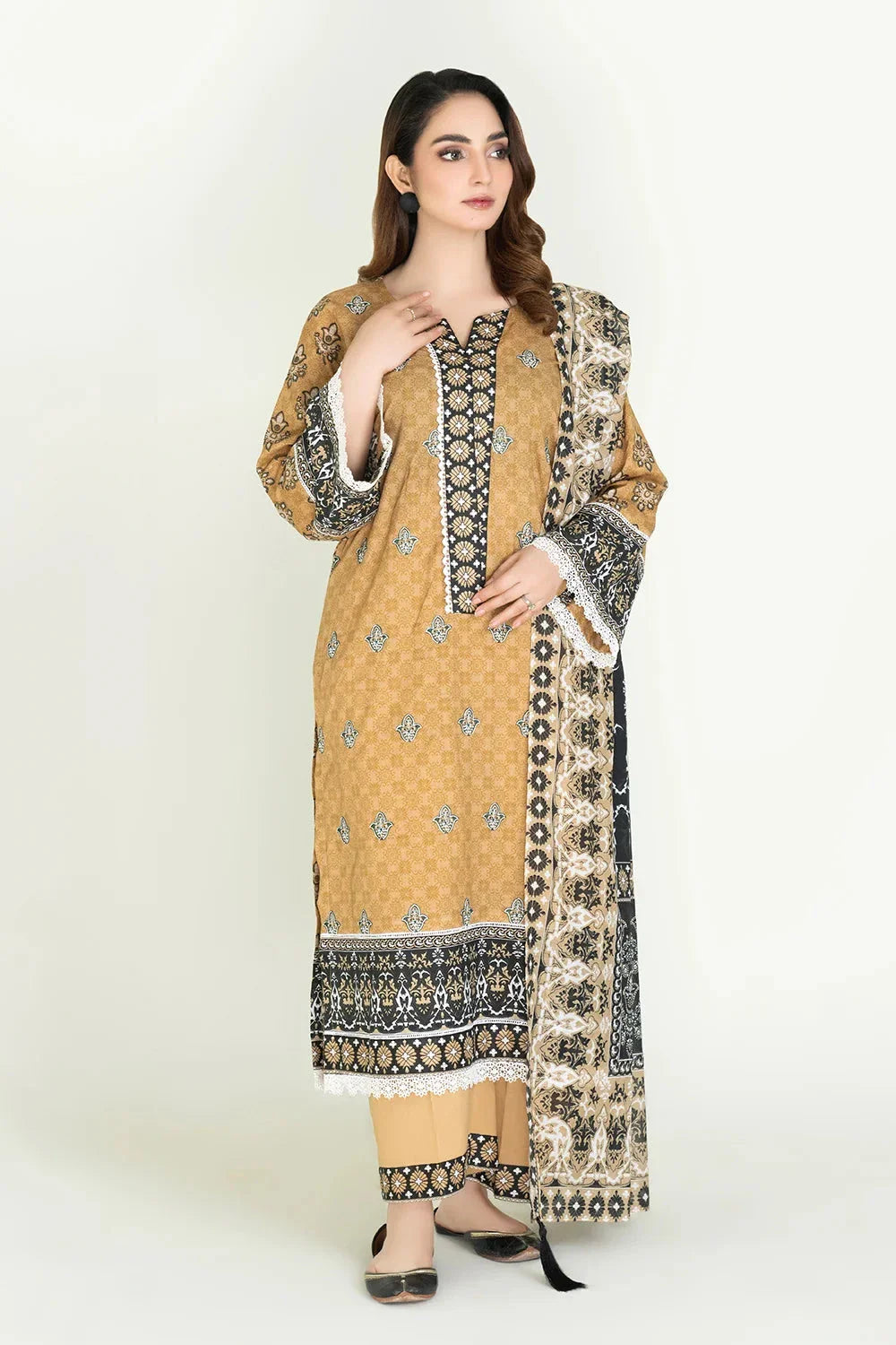 3PC Stitched Embroidered Lawn Suit | KL-RTW-3901 Embroidered KHAS STORES 