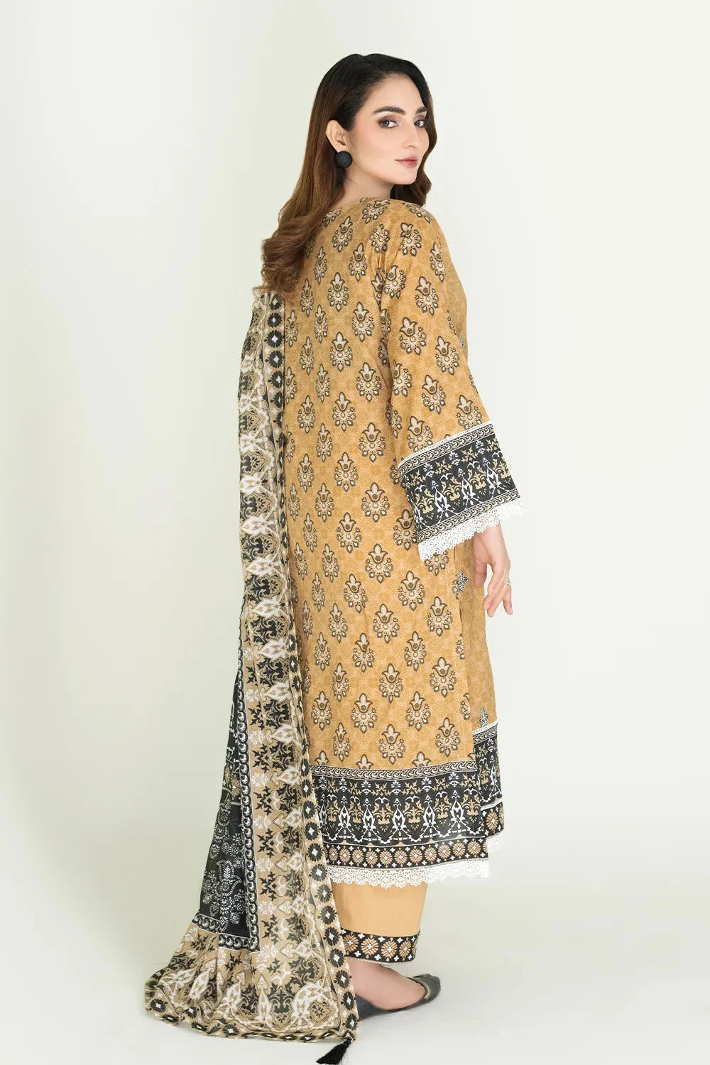 3PC Stitched Embroidered Lawn Suit | KL-RTW-3901 Embroidered KHAS STORES 