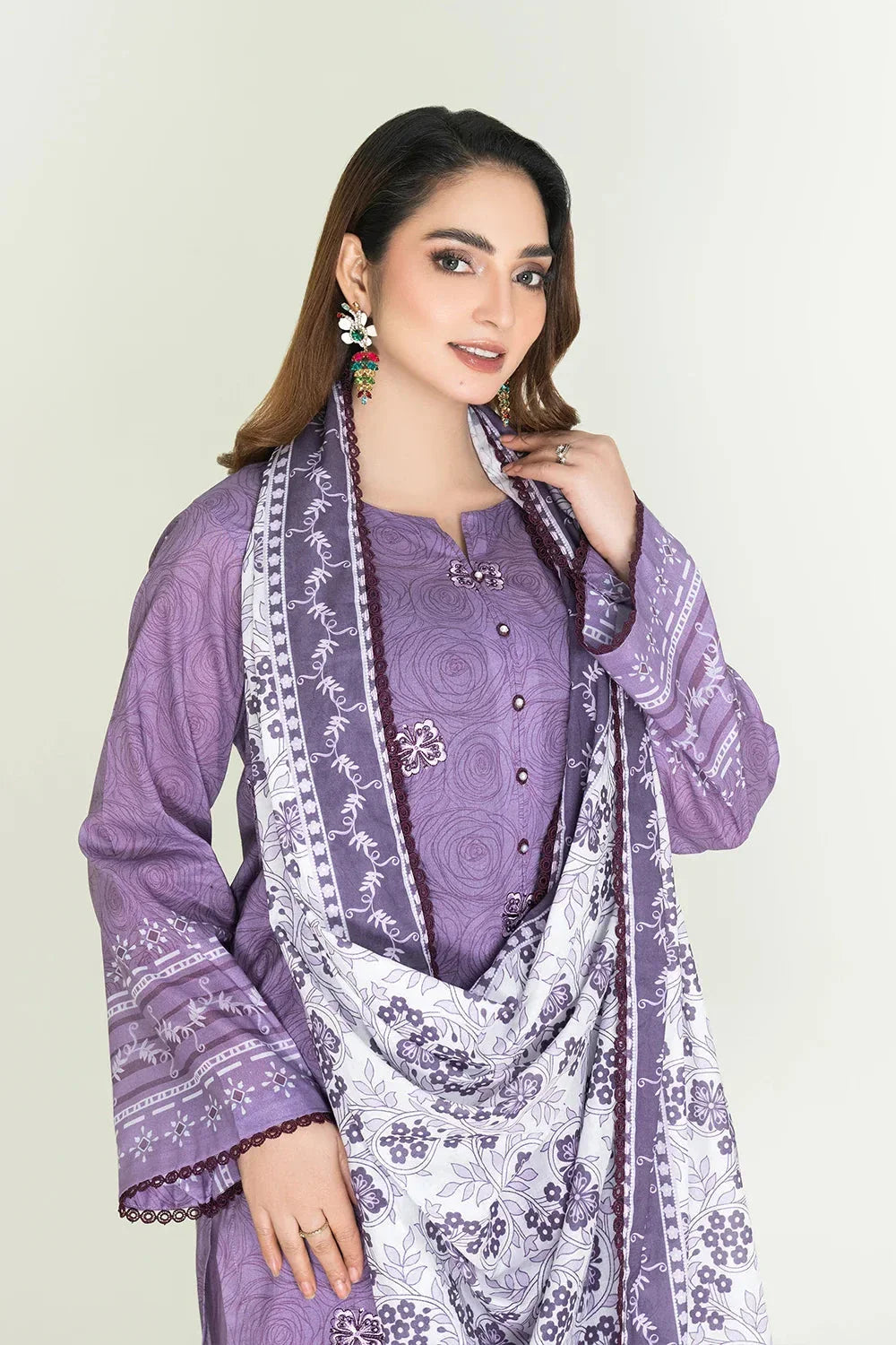 3PC Stitched Embroidered Lawn Suit | KL-RTW-3902 Embroidered KHAS STORES 