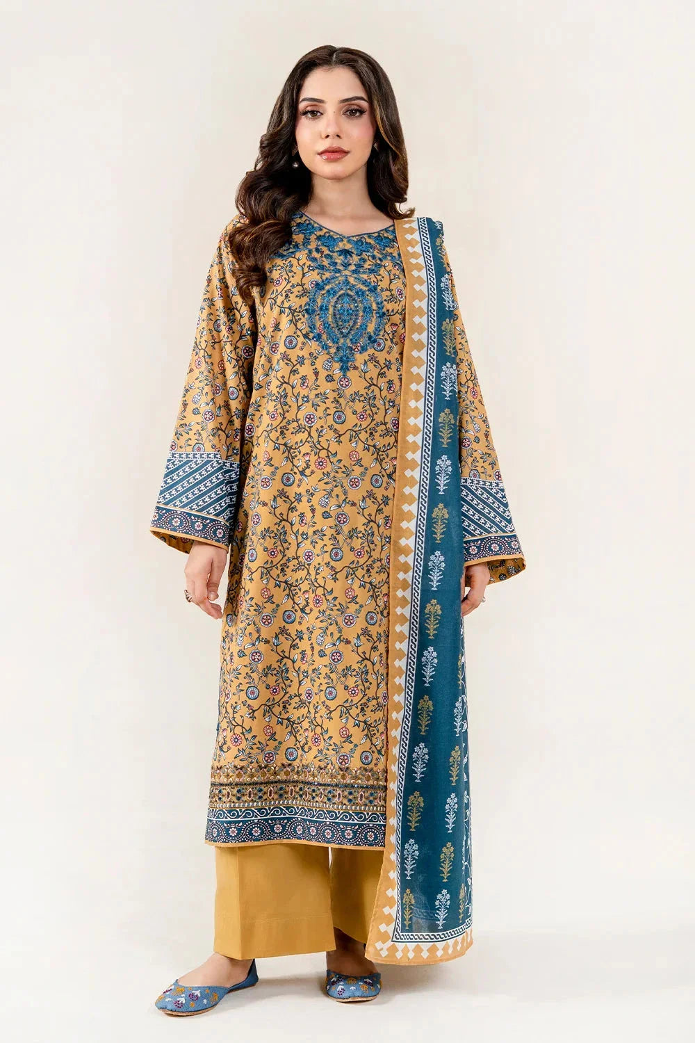 3PC Stitched Embroidered Lawn Suit | KL-RTW-4044 Embroidered KHAS STORES 
