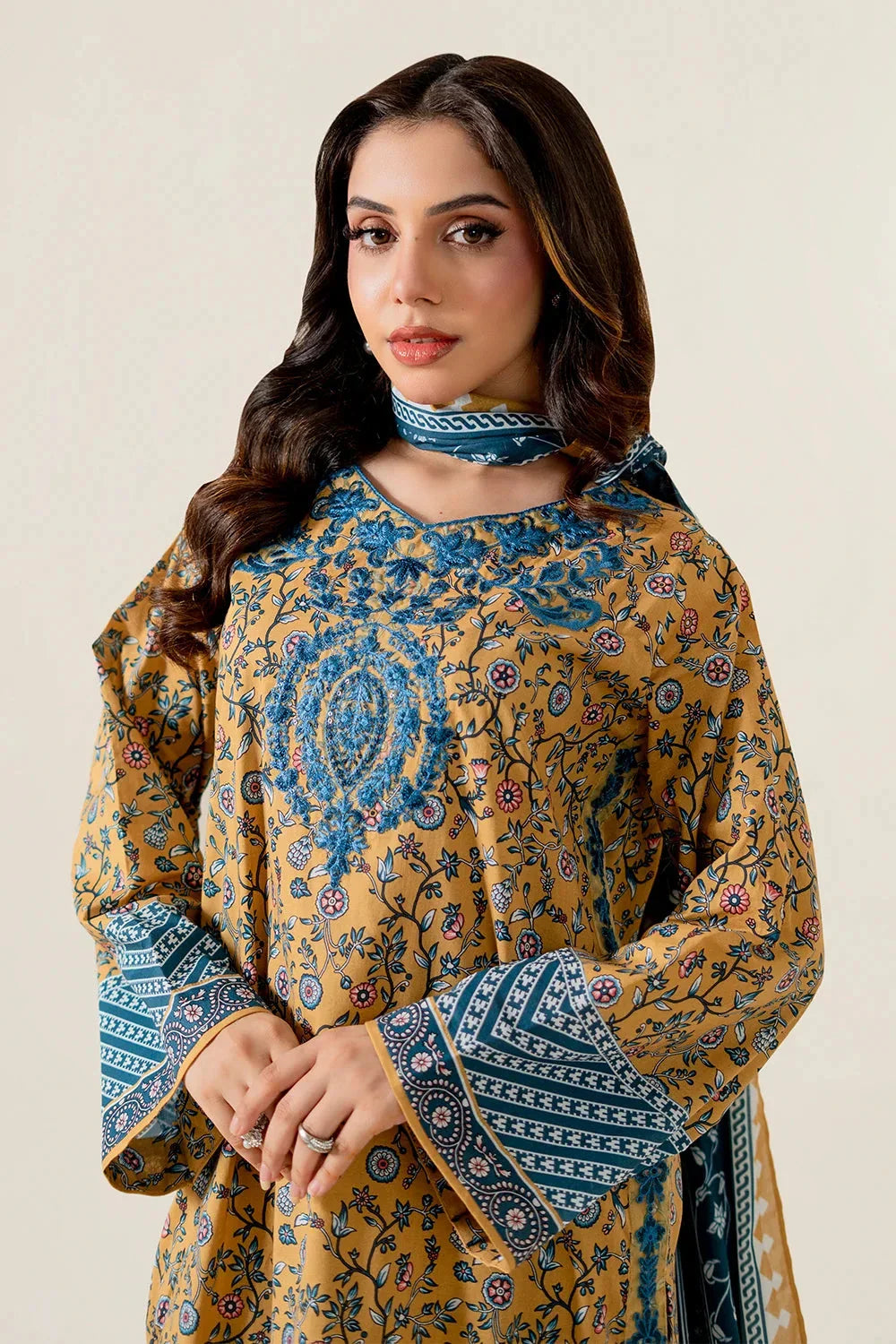 3PC Stitched Embroidered Lawn Suit | KL-RTW-4044 Embroidered KHAS STORES 