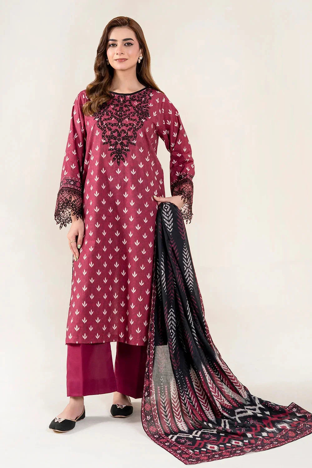 3PC Stitched Embroidered Lawn Suit | KL-RTW-4045 Embroidered KHAS STORES 