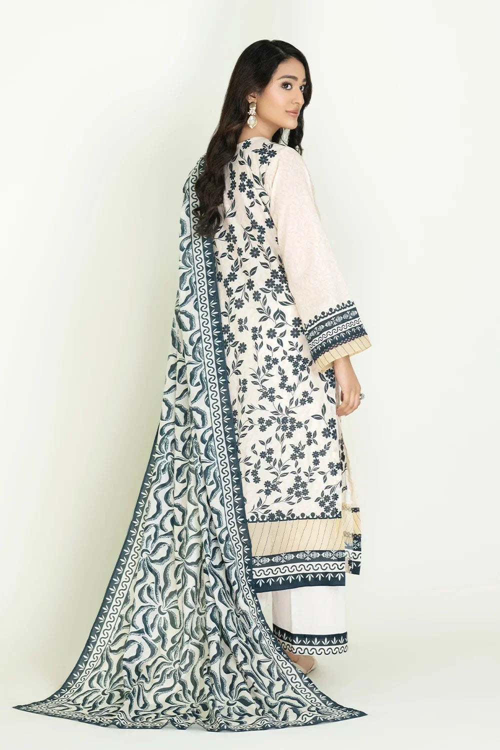 3PC Stitched Printed Lawn Suit | RTW-KLA-3399 Printed KHAS STORES 