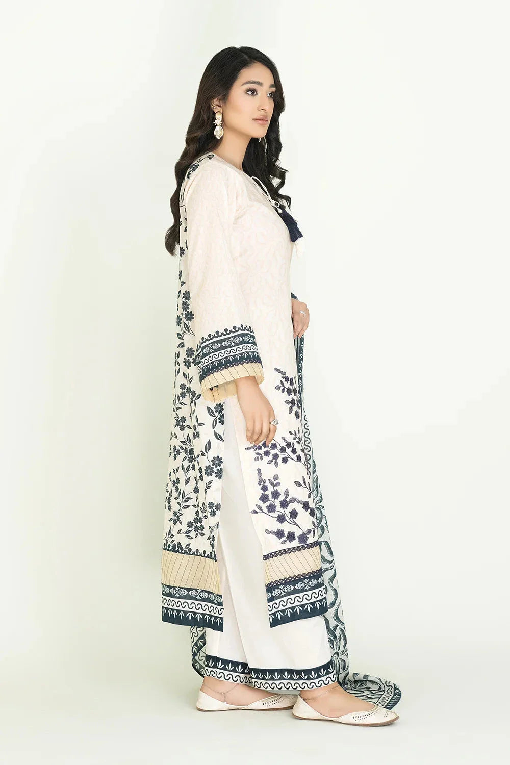 3PC Stitched Printed Lawn Suit | RTW-KLA-3399 Printed KHAS STORES 